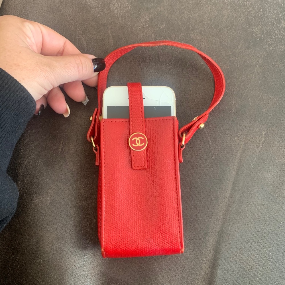 Chanel Vintage leather cc phone holder. Pouch. Purse - Picture 14 of 16